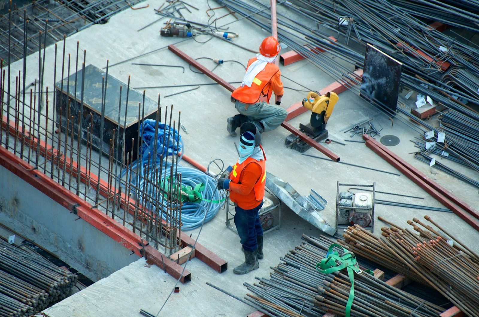 Engineers reviewing work on a construction site